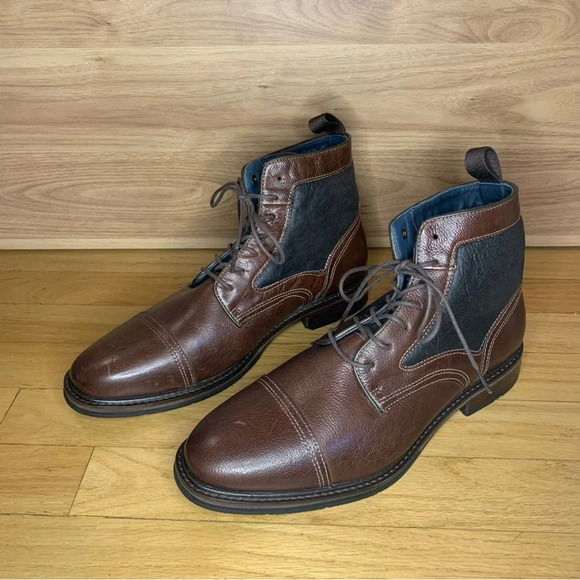 Johnston & Murphy Raleigh XC Flex Genuine Shearling Lined Boots in Mahogany - 8 - Picture 1 of 12